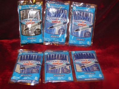 48 papermate grip writebros black blue ballpoint pens