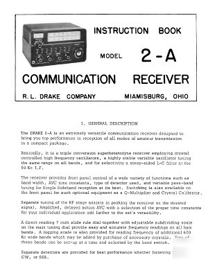 Drake 2-a manual w/foldout schematic Â»rÂ²
