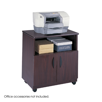 Safco mobile wood office machine printer stand mahogany