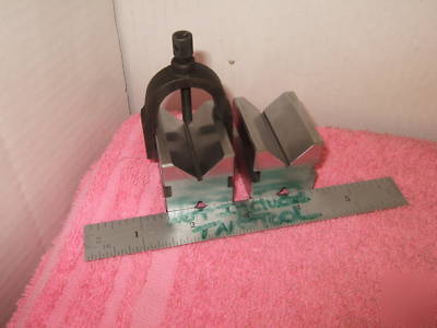 V-blocks (2) w b&s 750 clamp moore machinist toolmaker 