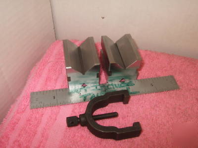 V-blocks (2) w b&s 750 clamp moore machinist toolmaker 
