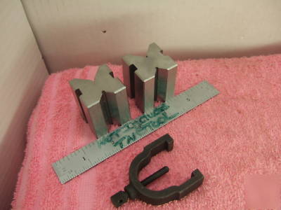 V-blocks (2) w b&s 750 clamp moore machinist toolmaker 