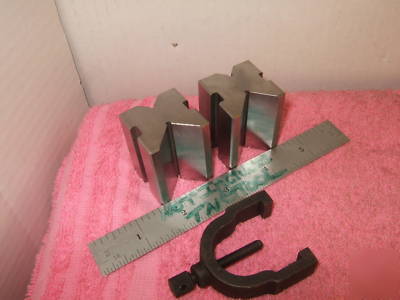 V-blocks (2) w b&s 750 clamp moore machinist toolmaker 