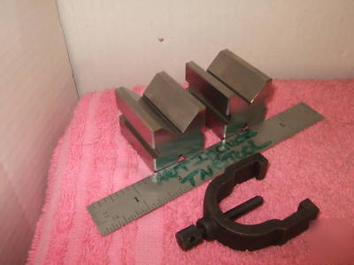 V-blocks (2) w b&s 750 clamp moore machinist toolmaker 