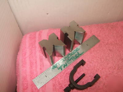 V-blocks (2) w b&s 750 clamp moore machinist toolmaker 