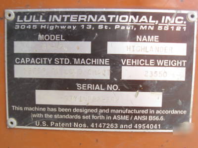 1997 lull 8K42 4X4 diesel 42' highlander telescopic 