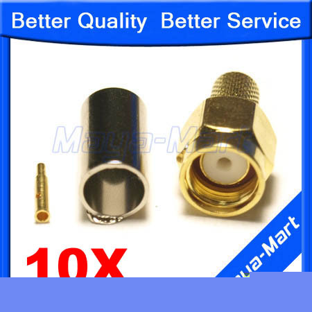 10 pcs sma male crimp for RG58 RG142 RG400 connector