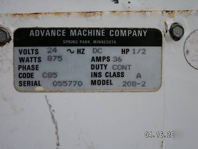 Advance 20B-2 automatic scrubber 24VOLT battery works