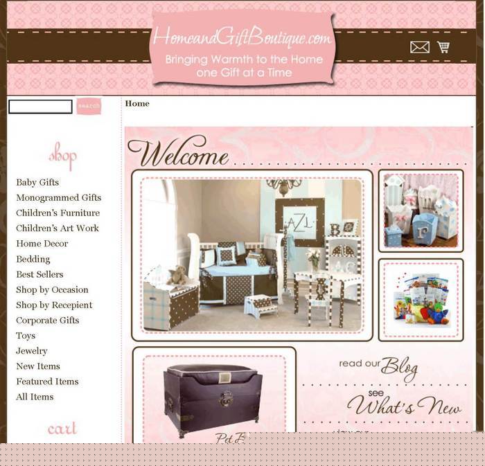 Online home gift and baby gift boutique website 