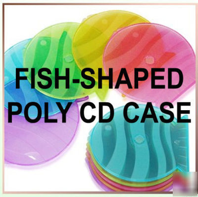 30 slim 5 color single cd dvd poly case 4MM fish shaped