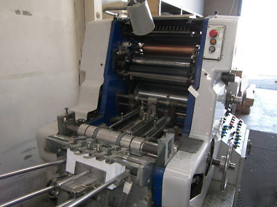 Whitacre envelope press, 2 color, conveyor, halm jet
