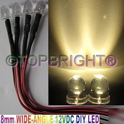 20PC 12V 8MM wideangle 40Â°warm white led for car,pc,diy
