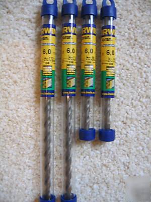 Bn genuine irwin masonry drill bits 2 6X100 & 2 6X160