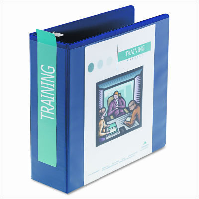 D-ring vinyl view binder, 3IN capacity, blue