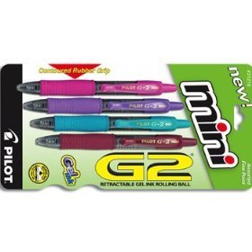 Pilot G2 mini rolling ball pens - assorted - 4 pack