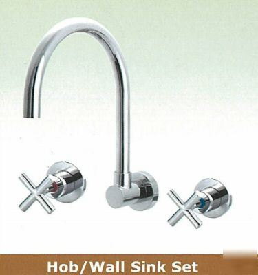 Roma spa, laundry wall sink tap set - swivelling spout