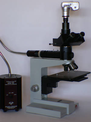 Leitz metall. microscope,trinocular,optic fibers,camera
