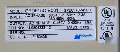 Magnetek gpd 515 c-B001 3/4 hp