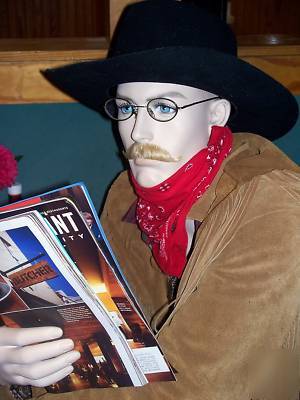 Mannequin- male sitting, western cowboy w/outfit
