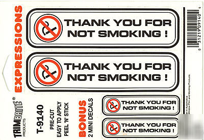 No smoking -politely-sign sticker decal set of 4 small 