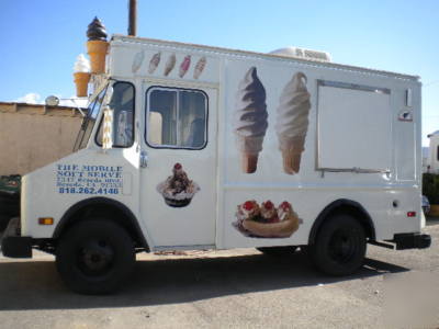 Soft serve ice cream truck loaded