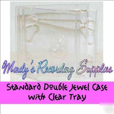 Standard double cd jewel case box w. clear tray 10-pack