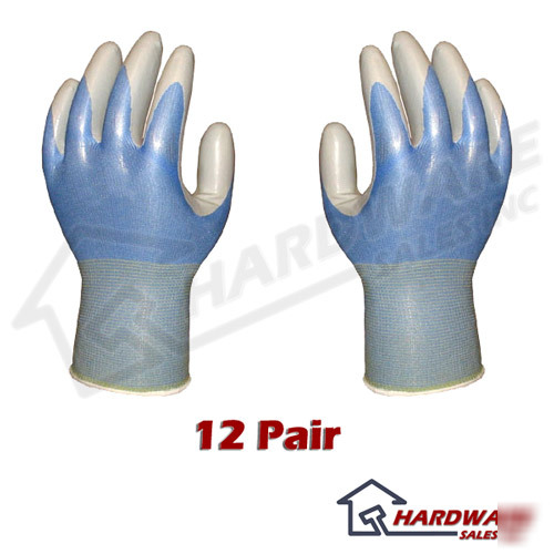 New atlas fit 370 blue nitrile gloves medium m 12-pack 