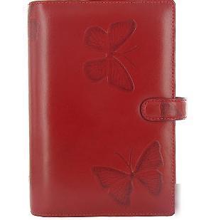 Filofax butterfly personal organiser red leather 09/10