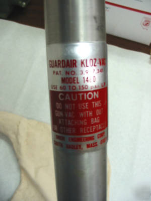 Guardair no. 1460 kloz-vac pneumatic air gun vacuum 