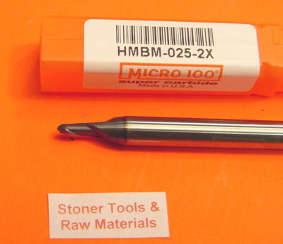 New 2.5MM metric 2 flute carbide ball end mill usa $63. 
