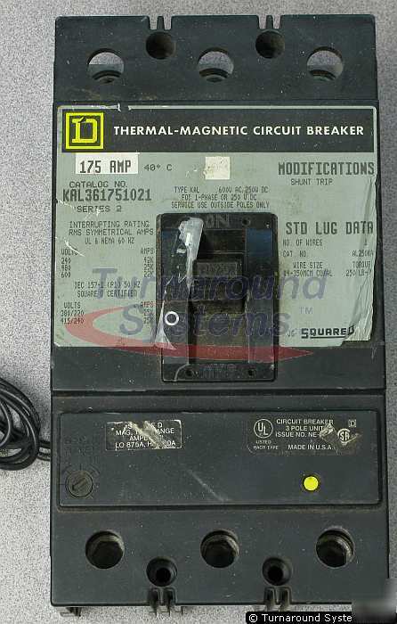 New square d KAL361751021 circuit breaker, 175 amp ugly 