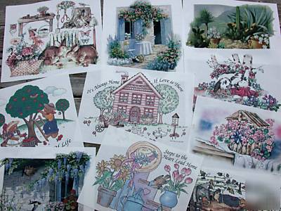 50 heat transfers, flowers, rabbit, quilted , nice