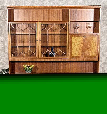Vintage flame mahogany cocktail liquor bar china hutch