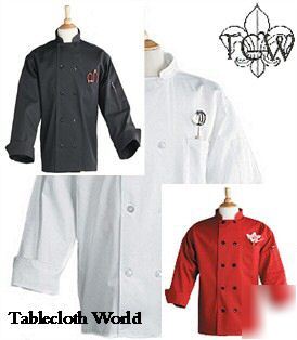 Chef coats 3 colors white red black sizes xsmall to xl