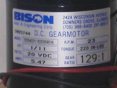Bison dc gearmotor m# 19200ASSY11829380REVH lot of 3