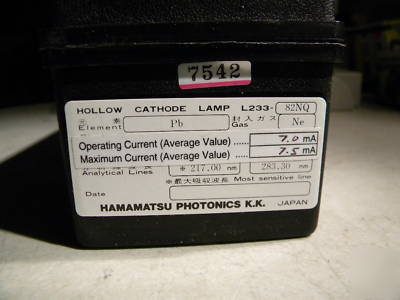 Hamamatsu hollow cathode lamp L233-82NQ pb