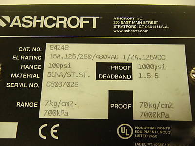 New onyx pressure insolator ring with ashcroft switch