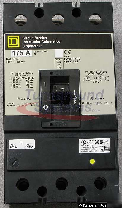 New square d KAL36175 circuit breaker, 175 amp, 