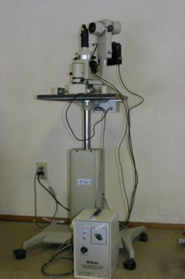 Nikon fs-2 slit lamp w/stand nikon fm/md-12 camera