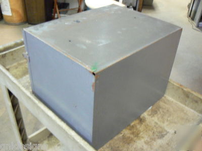 4 klein storage boxes in slide rack w/electronic parts 