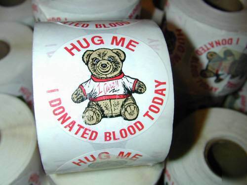 5000+ hug me i donated blood today i care stickers roll