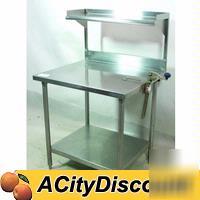 Commercial 34X30 prep table w/ overshelf & can opener