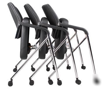 Folding guest chair with chrome frame w/casters B1800