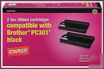New brother pc-301 fax ribbon, 2 pack, staples brand, 