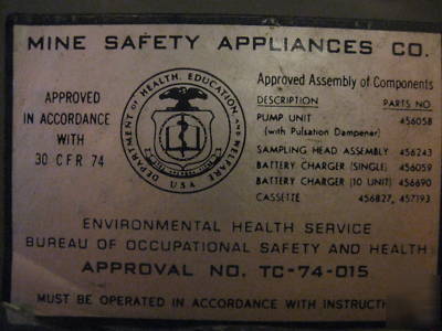 Personal air monitor, mine safety appliances company