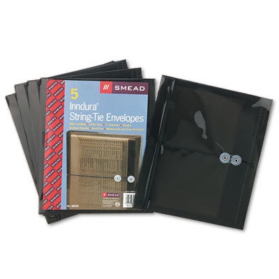 Poly string & button booklet envelope smoke, 5/pack