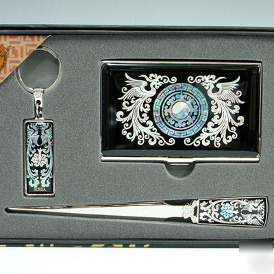 Mop business card holder case keyring letter opener set