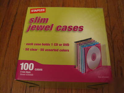 100 single slim 5MM color clear cd dvd rom jewel case