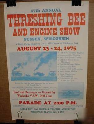 1975 sussex, wi threshing & gas engine club show poster