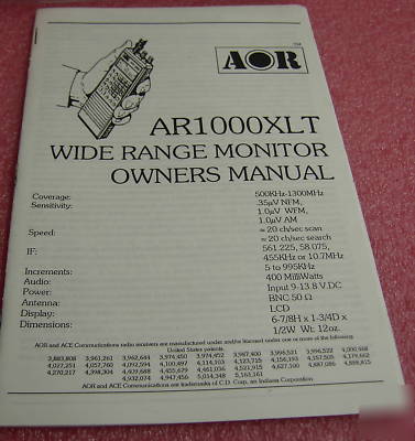 Aor AR1000XLT scanner with extras (very good condition)